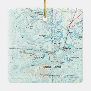 Ornamento De Cerâmica Mapa FL Chave Cedar