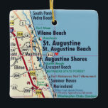 Ornamento De Cerâmica Mapa FL de santo Augustine<br><div class="desc">Santo Augustine Florida Enfeites de natal com mapa de Vilano Beach.</div>