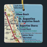 Ornamento De Cerâmica Mapa FL de santo Augustine<br><div class="desc">Santo Augustine Florida Enfeites de natal com mapa de Vilano Beach.</div>