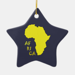 Ornamento De Cerâmica Mapa Funky Yellow Africa