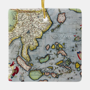 Ornamento De Cerâmica Mapa India do vintage a Nova Guiné