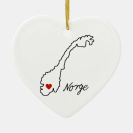 Ornamento De Cerâmica Mapa Minimalista da Noruega | Lembrança de Noivado