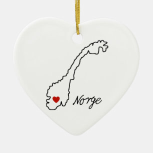 Ornamento De Cerâmica Mapa Minimalista da Noruega Lembrança de Noivado