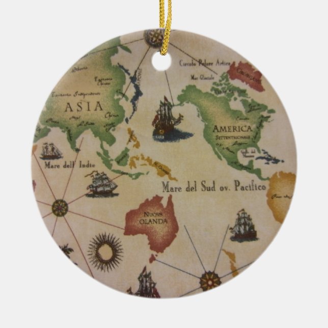 Ornamento De Cerâmica Mapa Mundial (Frente)