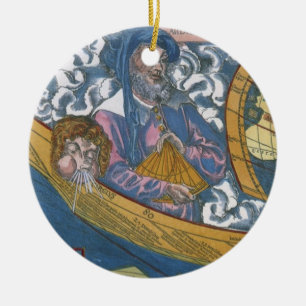 Ornamento De Cerâmica Mapa Mundial Antigo com Claudius Ptolemy, 1507