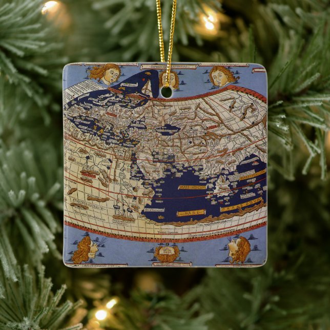 Ornamento De Cerâmica Mapa Mundial Antiquado Ptolémico, Johannes de Arns (Árvore)