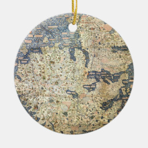 Ornamento De Cerâmica Mapa mundial do mapa mundial monge veneziano Fra M