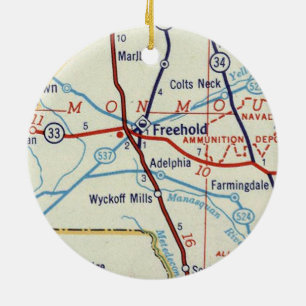 Ornamento De Cerâmica Mapa NJ de Congelação