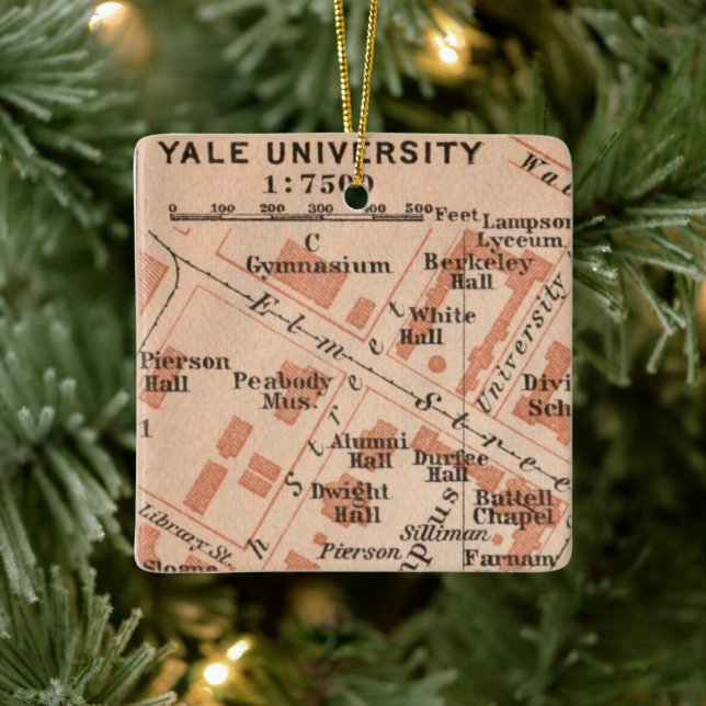 Ornamento De Cerâmica Mapa Ornamentado da Universidade Yale (Árvore)