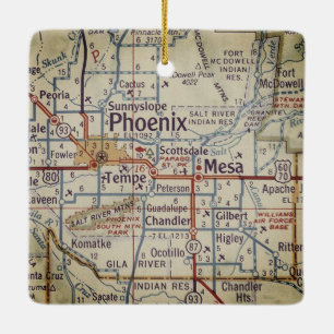 Ornamento De Cerâmica Mapa Phoenix AZ Vintage
