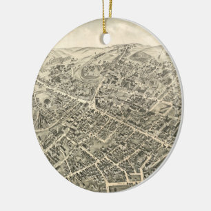 Ornamento De Cerâmica Mapa Pictórico de Vintage de MÃES de Peabody (1877