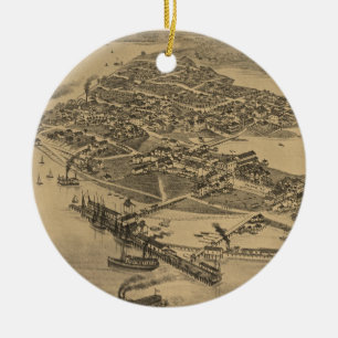 Ornamento De Cerâmica Mapa pictórico do vintage da chave FL do cedro