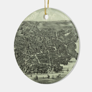 Ornamento De Cerâmica Mapa pictórico do vintage das MÃES de Marblehead