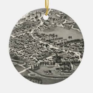 Ornamento De Cerâmica Mapa pictórico do vintage das MÃES do sanduíche