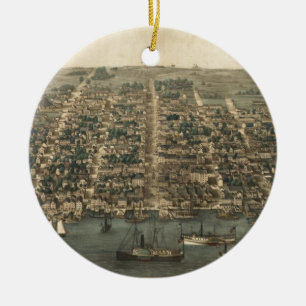 Ornamento De Cerâmica Mapa pictórico do vintage de Alexandria VA (1863)