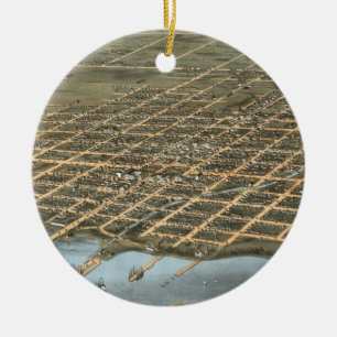 Ornamento De Cerâmica Mapa pictórico do vintage de Erie Pensilvânia