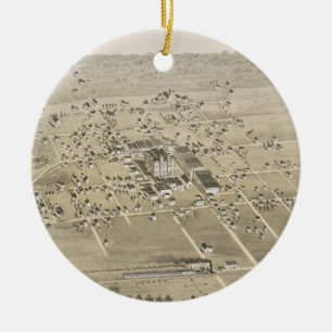 Ornamento De Cerâmica Mapa pictórico do vintage de McKinney Texas (1876)