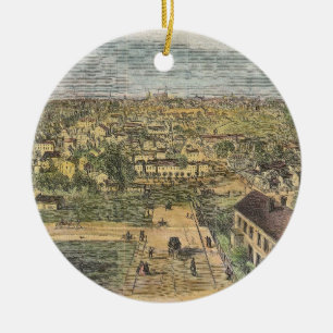 Ornamento De Cerâmica Mapa pictórico do vintage de Richmond Virgínia