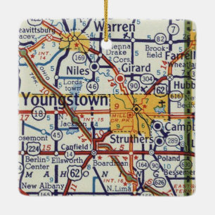 Ornamento De Cerâmica Mapa Retroativo de Youngstown