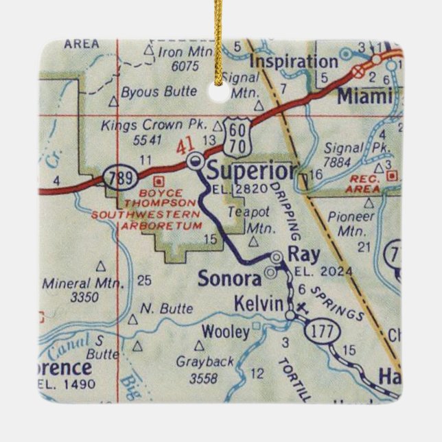 Ornamento De Cerâmica Mapa superior da Arizona (Verso)