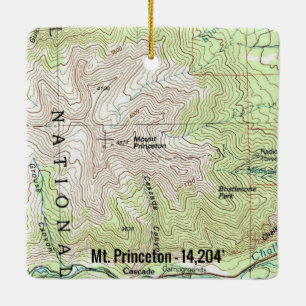 Ornamento De Cerâmica Mapa Topo de Princeton Fourteener
