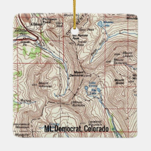 Ornamento De Cerâmica Mapa Topo do Mt. Democrat Colorado
