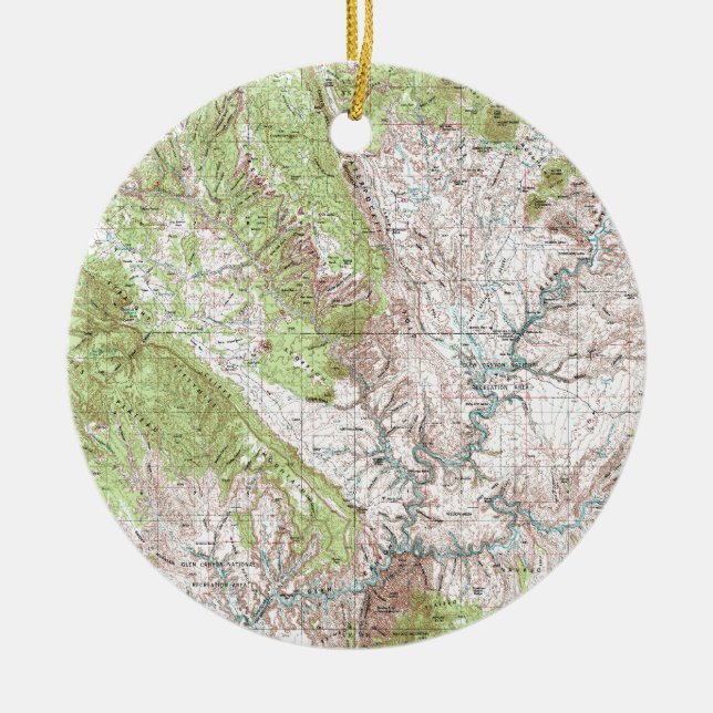Ornamento De Cerâmica mapa topográfico de 1 x 2 graus (Frente)