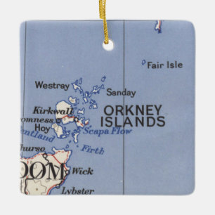 Ornamento De Cerâmica Mapa Vintage das Ilhas Orkney