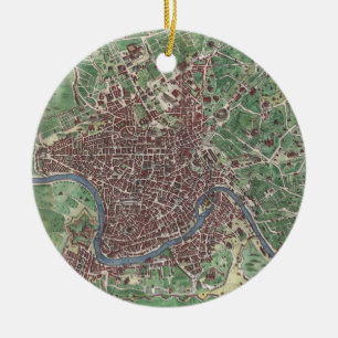 Ornamento De Cerâmica Mapa Vintage de Roma Itália (1721)