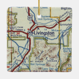 Ornamento De Cerâmica Mapa Vintage do Livingston MT
