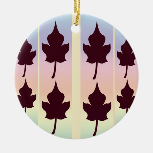 Ornamento De Cerâmica Maple Leaf com Rainbow - (Frente)