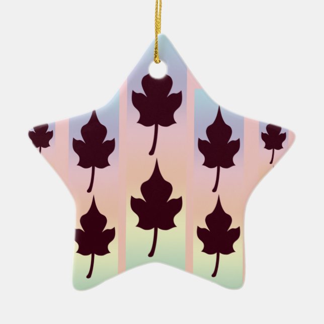 Ornamento De Cerâmica Maple Leaf com Rainbow - (Frente)