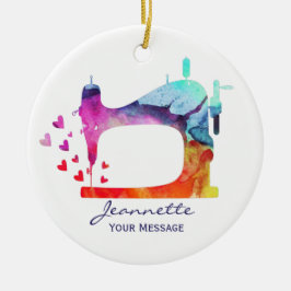 Ornamento De Cerâmica Máquina de costura por aquarela