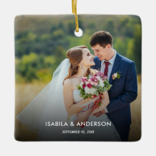 Ornamento De Cerâmica Máquina de escrever minimalista Feliz e Fotograf