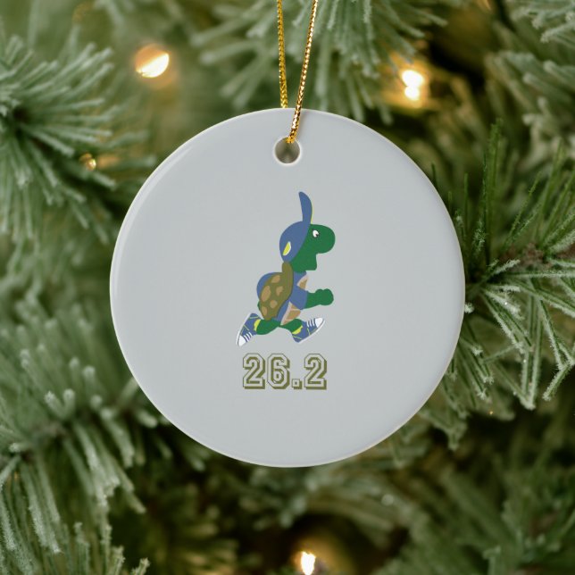 Ornamento De Cerâmica Marathon Turtle Runner em Azul (Árvore)