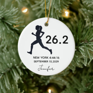 Ornamento De Cerâmica Maratona 26.2 Corredora Personalizado Nome