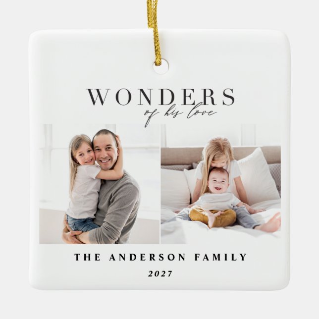 Ornamento De Cerâmica Maravilhas do seu amor Natal religioso (Frente)