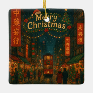 Ornamento De Cerâmica Maravilhosas ruas de Natal em Hong Kong