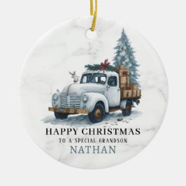 Ornamento De Cerâmica Marble Christmas Truck Cerâmica Ornament