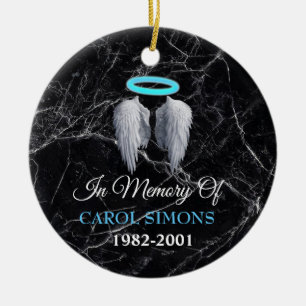 Ornamento De Cerâmica Marble Memorial Halo & Angel Wings