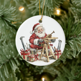 Ornamento De Cerâmica Marceneiro Favorito do Papai Noel Personalizado
