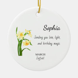 Ornamento De Cerâmica March Daffodil Personalized Birthday