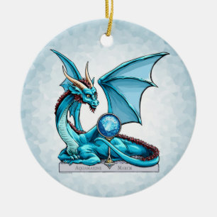 Ornamento De Cerâmica Março Birthstone Dragon: Ornament Aquamarine