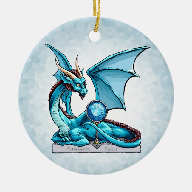 Ornamento De Cerâmica Março Birthstone Dragon: Ornament Aquamarine (Frente)