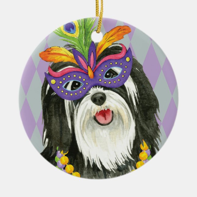 Ornamento De Cerâmica Mardi Gras Havanese (Frente)