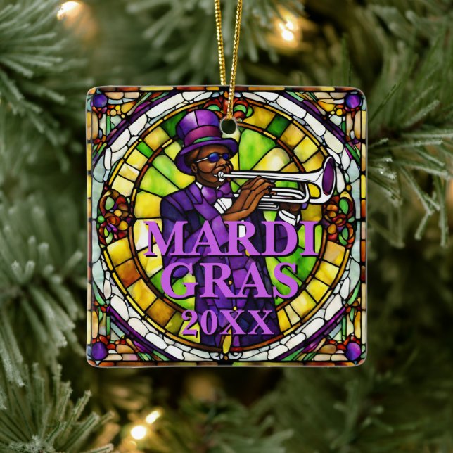 Ornamento De Cerâmica Mardi Gras Jazz (Árvore)
