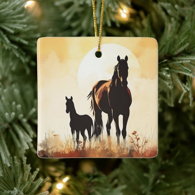 Ornamento De Cerâmica Mare Personalizado, Cavalo de Natal de 1rua do Foa (Árvore)