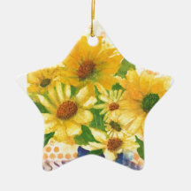 margarida amarela no vaso azul