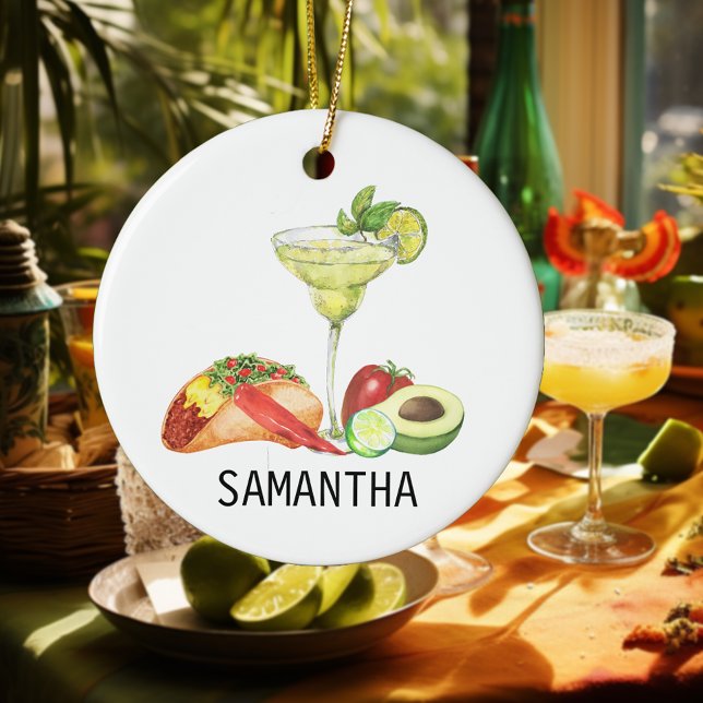 Ornamento De Cerâmica Margarita Personalizada Comida mexicana Taco Lover (Criador carregado)