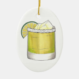 Ornamento De Cerâmica Margarita Summer Cocktail Mistura de Verde limão